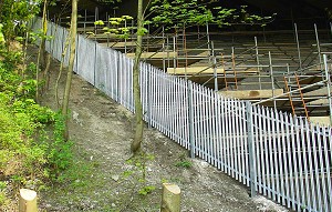 Steel Palisade Fencing on Slope