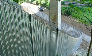 Steel Palisade Fencing on Slope